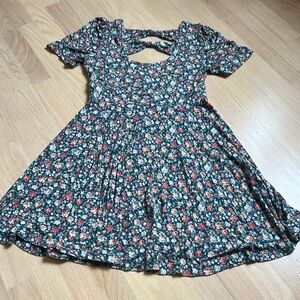 Blue and Pink Cut Out Pleated Sundress